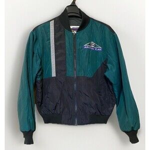 VTG ARCTIC CAT Women “CATILLAC Zipout” Black Green Thinsulate Bomber Jacket Sz L